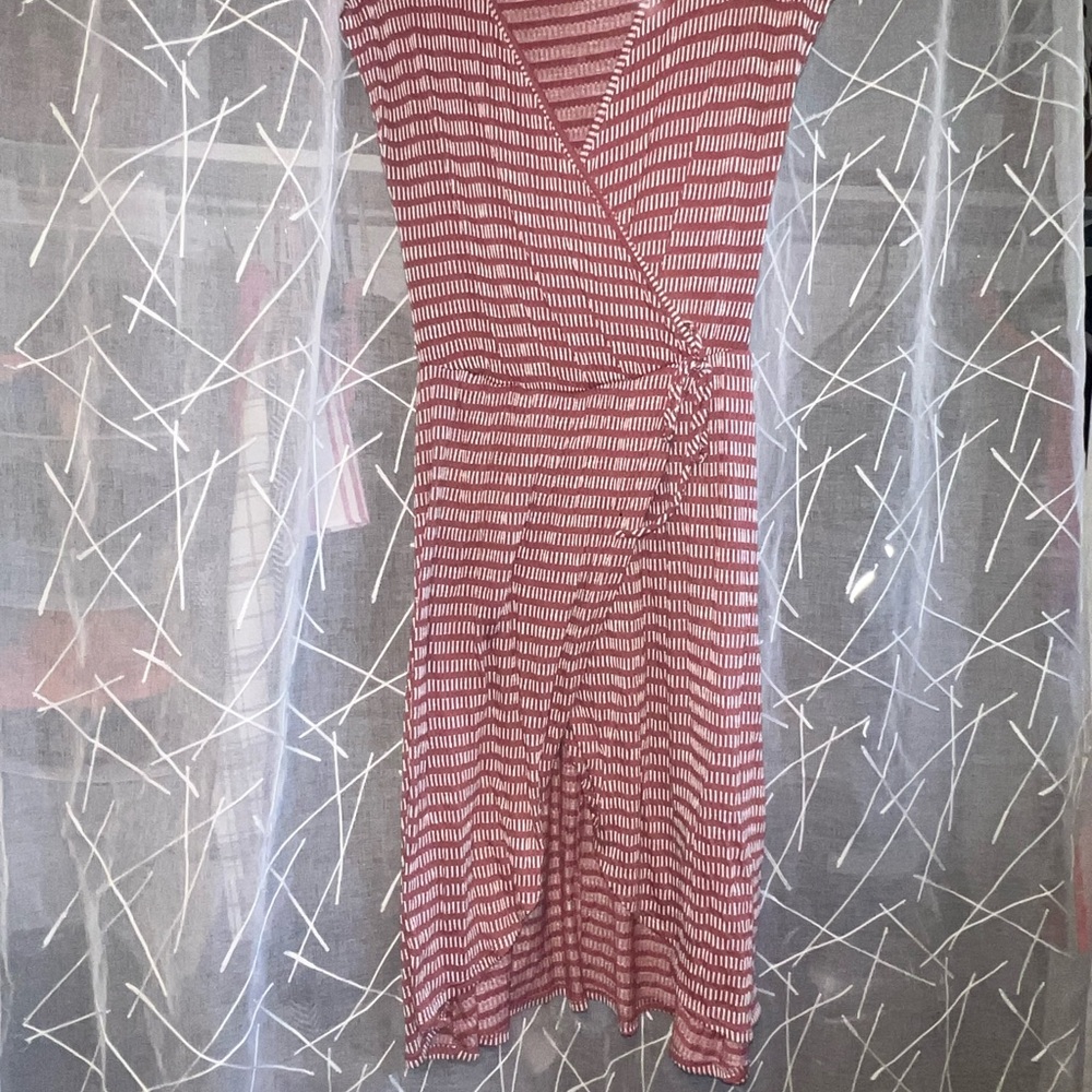 Striped Rose Pink Wrap Dress